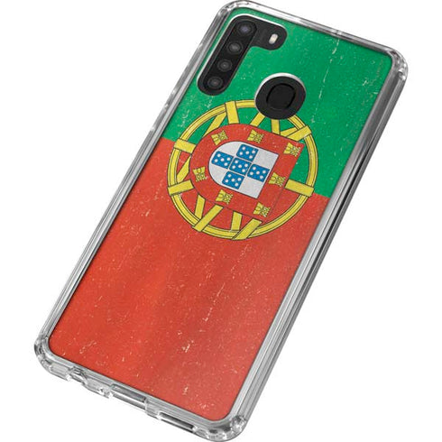 Portugal Flag Distressed Galaxy A21 Clear Case